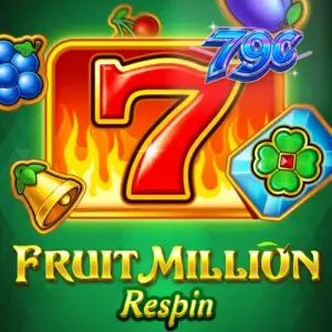 Interface vibrante do slot Fruit Million Respin com símbolos de frutas clássicas